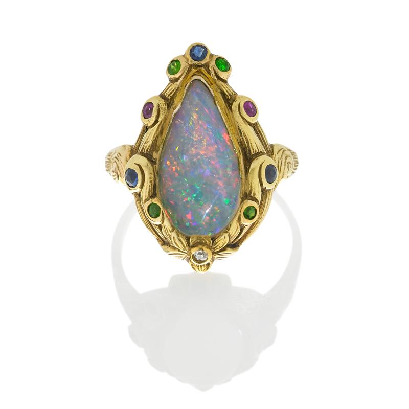 Appraisal: J E CALDWELL OPAL GEMSTONE RING BY GUSTAV MANZ k