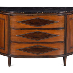 Appraisal: A Continental Mahogany Marble-Top Demilune Commode th Century Height x