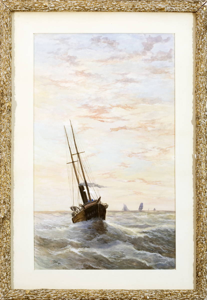 Appraisal: WATERCOLOR DEPICTING BOATS ON THE OPEN SEA On paper x