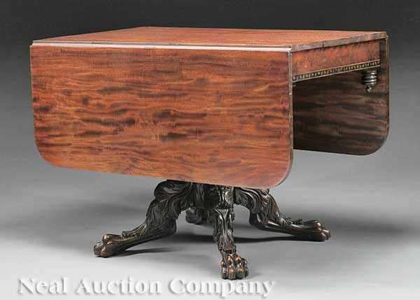 Appraisal: An American Classical Mahogany Drop-Leaf Table c New York apron