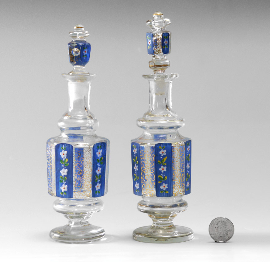 Appraisal: PAIR MOSER QUALITY ENAMELED BOTTLES A taller and smaller bottle