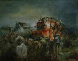 Appraisal: Patrick Kilvington - The Night Coach oil on canvas signed