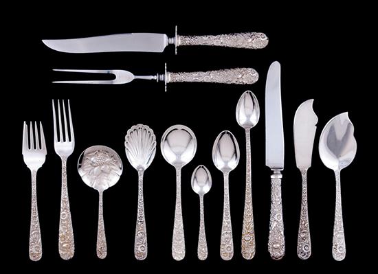 Appraisal: Set of Kirk Son sterling flatware circa Repousse pattern consisting