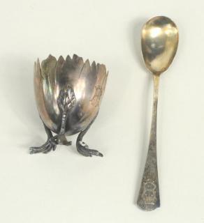 Appraisal: French Sterling Silver Cased Egg Cup Spoon French sterling silver