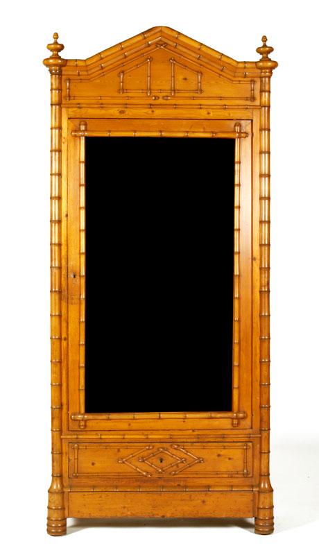 Appraisal: - Faux Bamboo Armoire Faux bamboo armoire with mirrored door