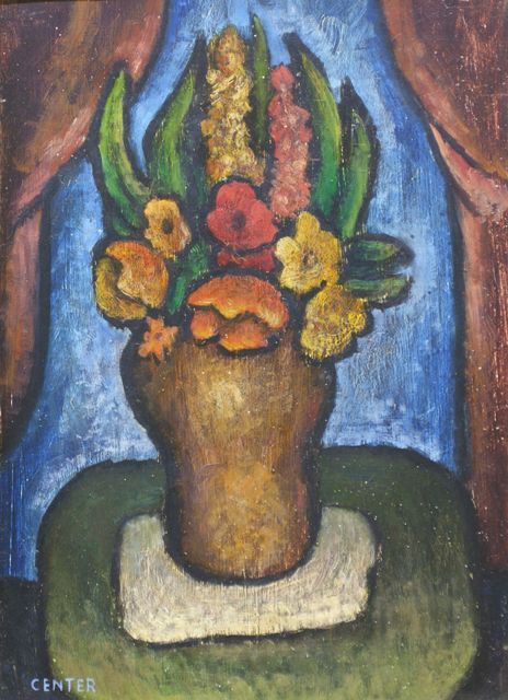 Appraisal: Ronald Center born Still Life Flowers oil on board signed