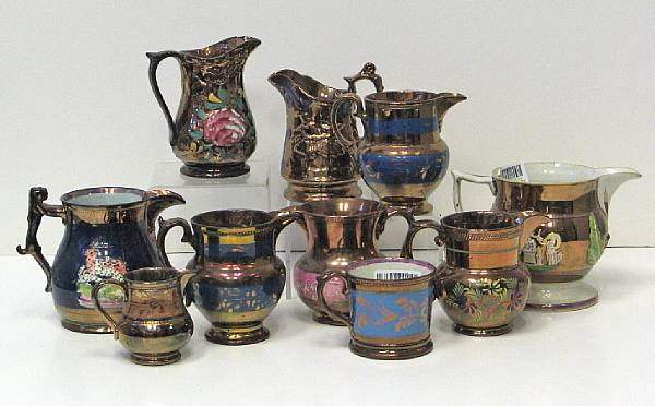 Appraisal: Nineteen pieces of copper luster second half th century Variously