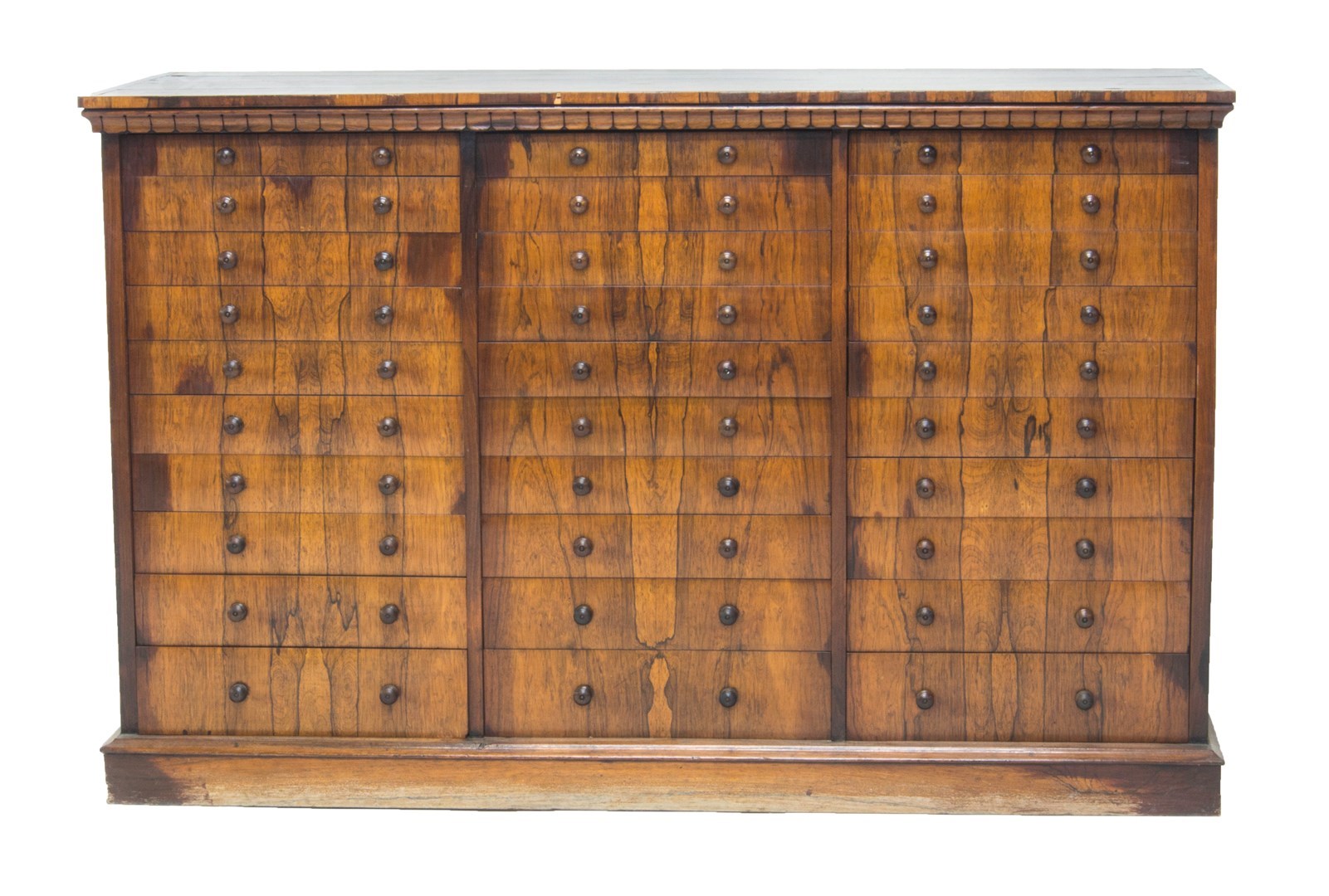 Appraisal: A early Victorian rosewood collector's chest with three banks of