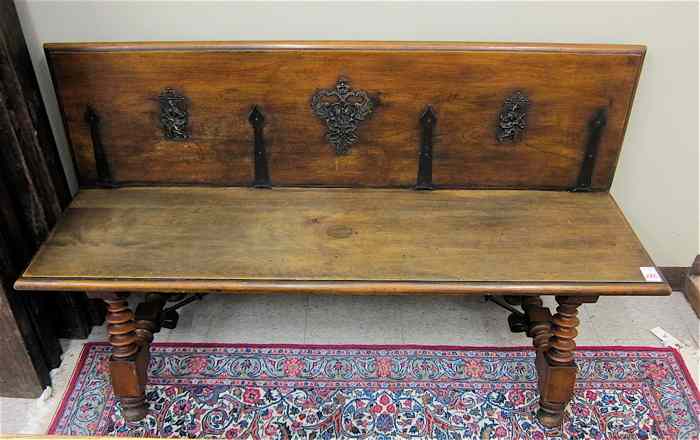 Appraisal: SPANISH COLONIAL STYLE BENCH American early th century having a