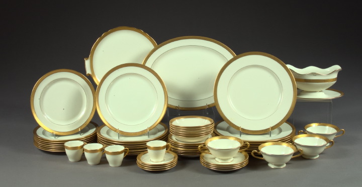 Appraisal: Extensive Eight-One-Piece Lenox Chased Gold Band Porcelain Partial Dinner Service