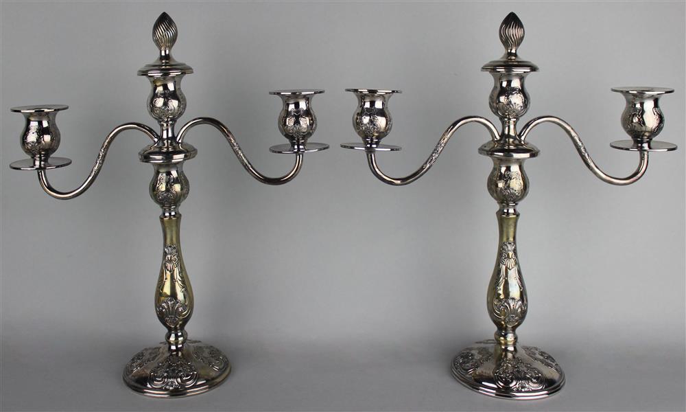 Appraisal: PAIR OF STERLING CANDELABRA marked H C Friend Sterling on