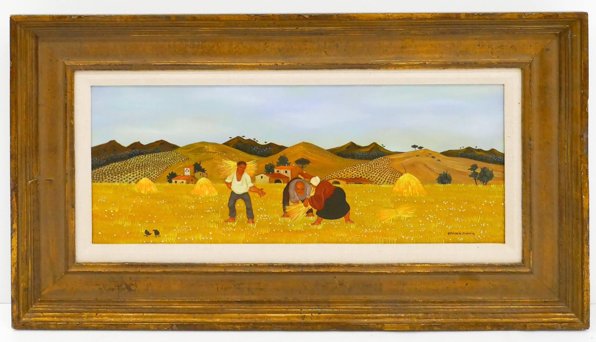 Appraisal: Max Savy - France Autumn Harvest Oil on Canvas Signed