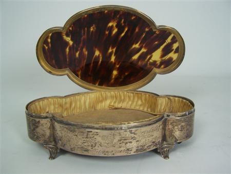 Appraisal: A tortoiseshell jewellery box Adie Brother Birmingham retailed by 'Garrard