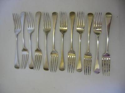 Appraisal: A SET OF TWELVE GEORGE III TABLE FORKS maker Peter