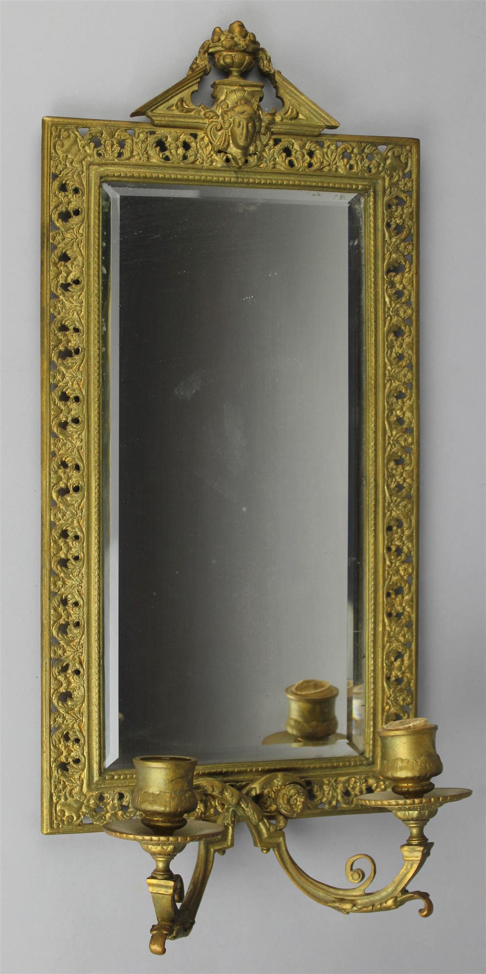 Appraisal: GILDED BRASS MIRRORED WALL SCONCE TIFFANY CO early th Century