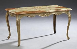 Appraisal: Louis XV Style Gilt Bronze and Green Onyx Marble T