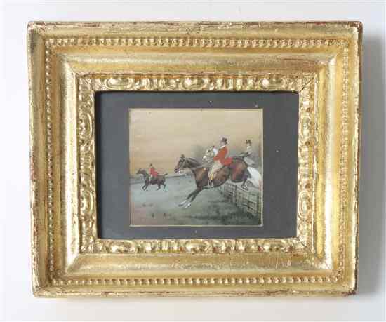 Appraisal: Gilbert Wright English - Fox Hunting Scene mixed media on