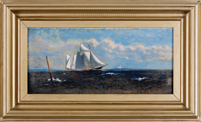 Appraisal: GEORGE M WHITE AMERICAN - SCHOONER PASSING THATCHER'S LIGHT OFF