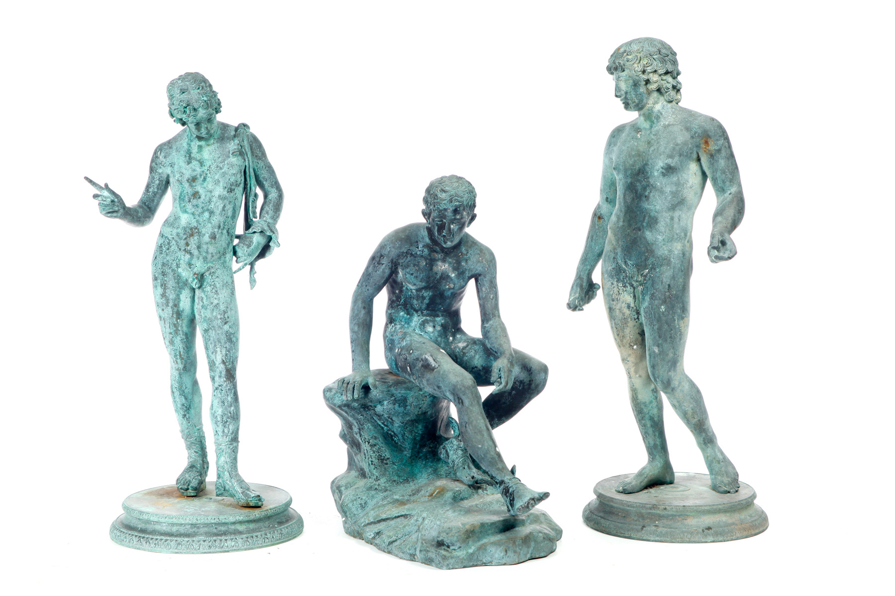 Appraisal: THREE BRONZES OF CLASSICAL GODS American or European late th-early