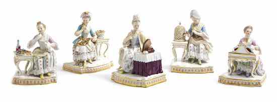 Appraisal: A Set of Five Meissen Figures Emblematic of the Senses