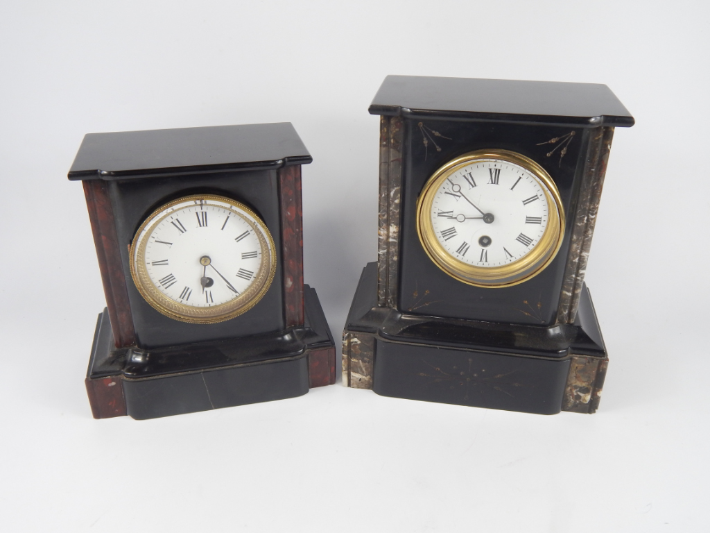 Appraisal: Two late thC slate and marble cased mantel clocks each