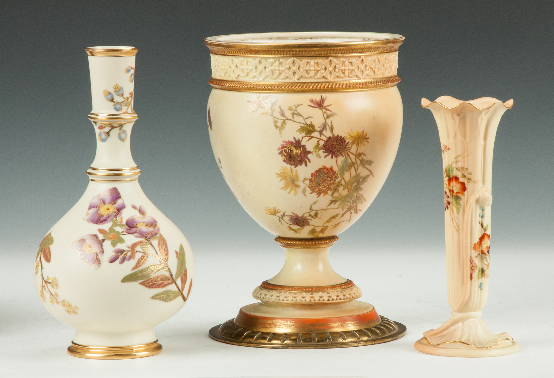 Appraisal: Three Royal Worcester Hand Painted Vases