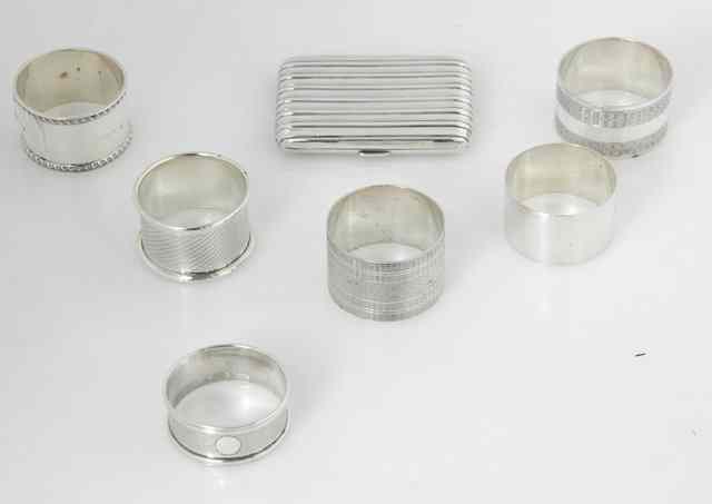 Appraisal: Six silver napkin rings various dates approximately gm and a