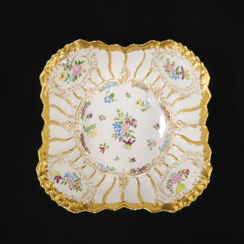 Appraisal: Handpainted Porcelain Serving Bowl floral and gold