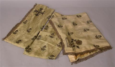 Appraisal: A SET OF THREE PANELS OF SILK EMBROIDERED WITH GILT