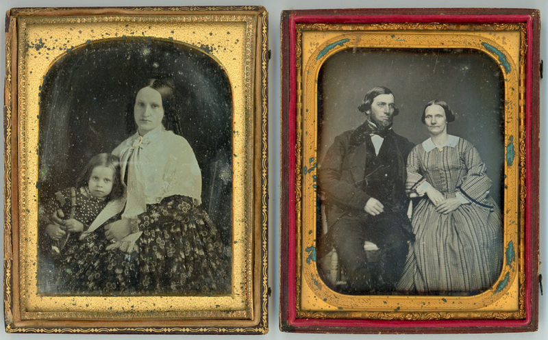 Appraisal: HALF PLATE DAGUERREOTYPES AMBROTYPE half plate daguerreotypes and half plate