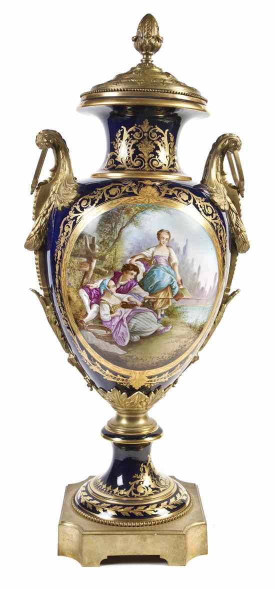 Appraisal: A Sevres Style Gilt Bronze Mounted Porcelain Vase of baluster