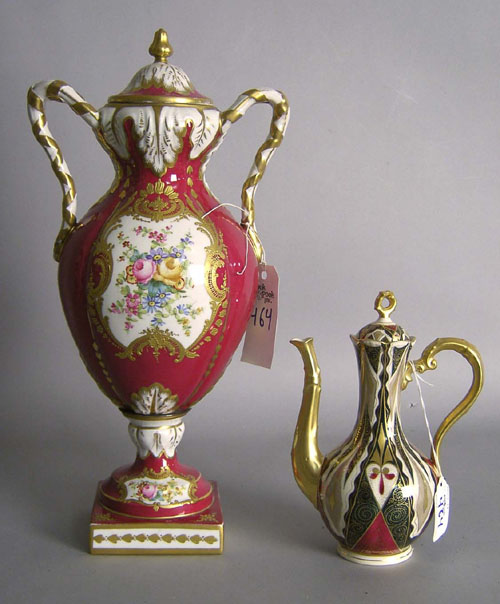 Appraisal: French porcelain vase h together with an Austrian teapot h