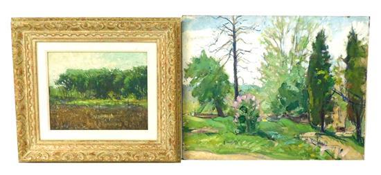 Appraisal: Two oil on board paintings in the manner of George