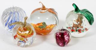 Appraisal: GROUP OF ART-GLASS APPLE-FORM PAPERWEIGHTS ITEMS H TO DIA TO