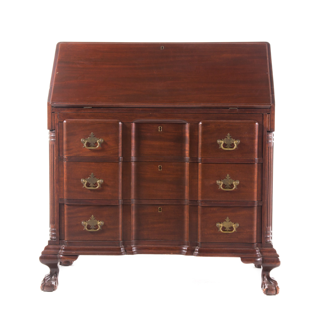 Appraisal: Cron-Kills Co Chippendale style mahogany desk The Cron-Kills Co Piqua