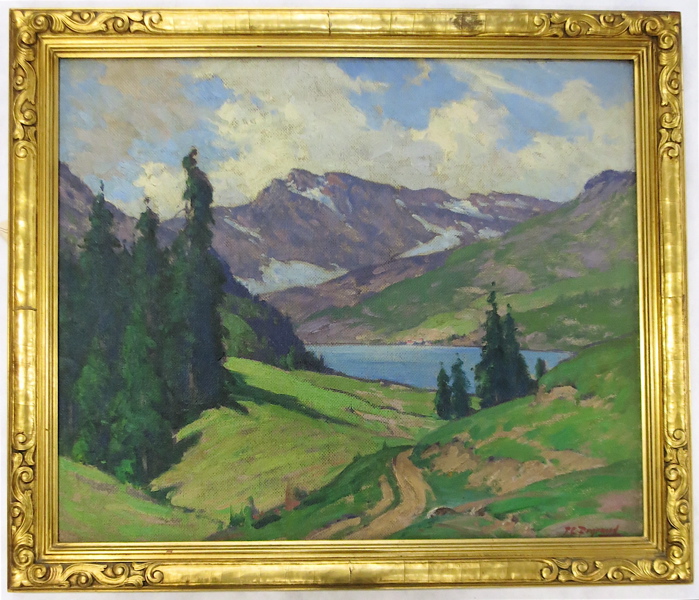 Appraisal: FRANK CHARLES PEYRAUD OIL ON MASONITE Illinois - Alpine landscape