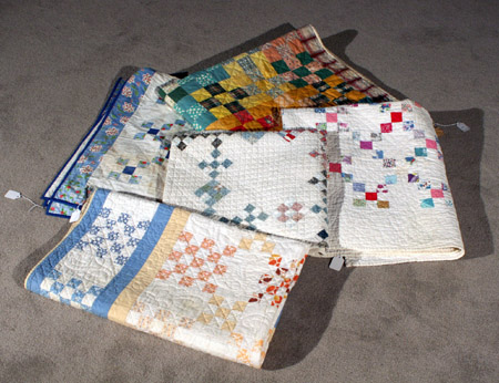 Appraisal: Group of Five American Pieced Cotton and Calico Quilted Crib