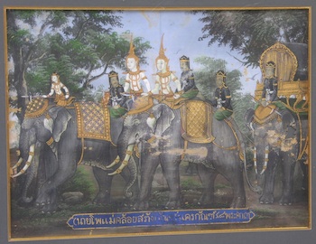 Appraisal: An Indian Gouache of a Procession An Indian gouache painting