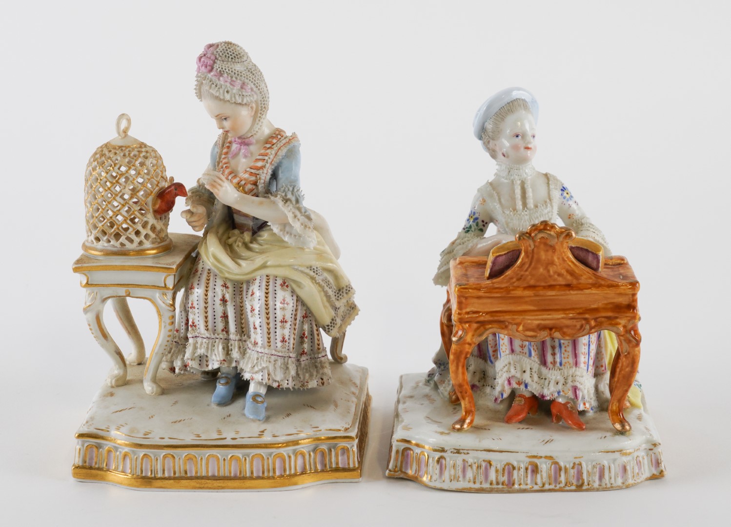 Appraisal: TWO MEISSEN FIGURES OF SENSES Late th century Each as