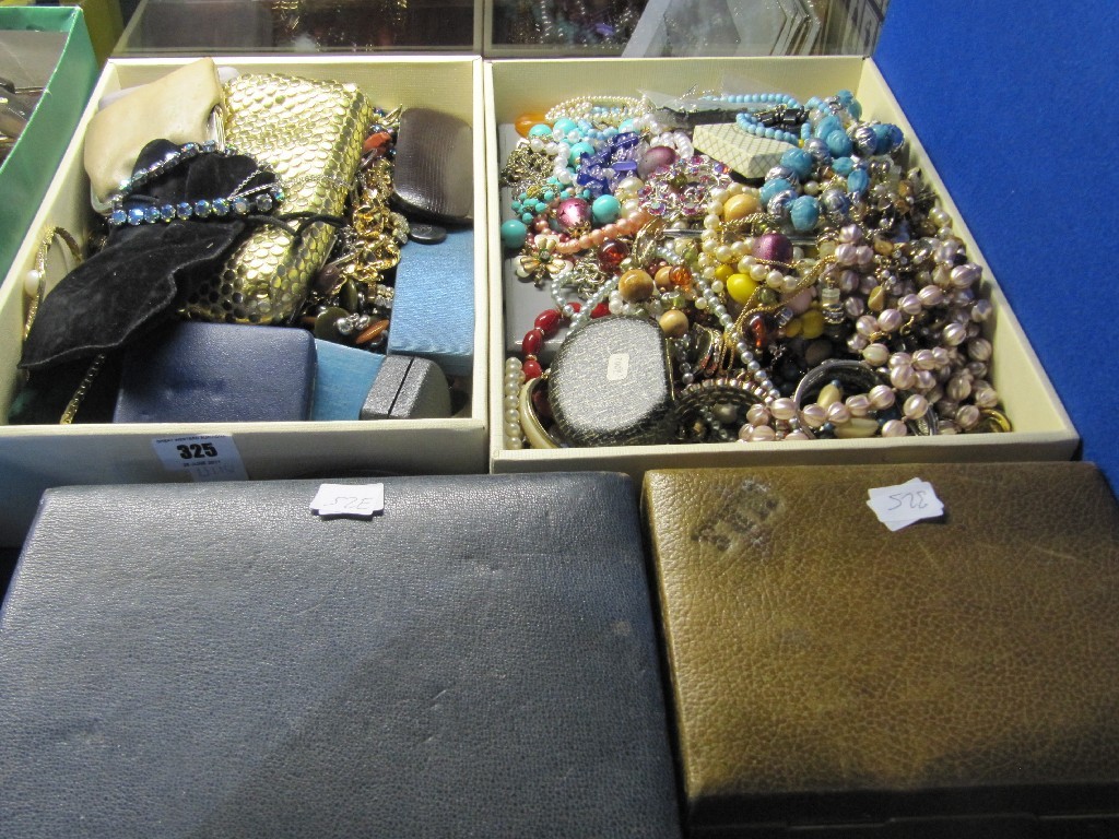 Appraisal: Lot comprising two boxes of costume jewellery and two jewellery