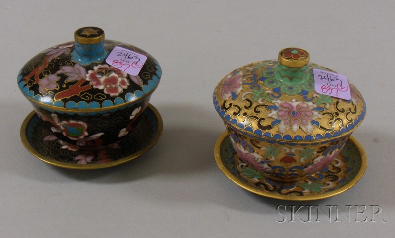 Appraisal: Two Cloisonne Covered Cups with Underplates