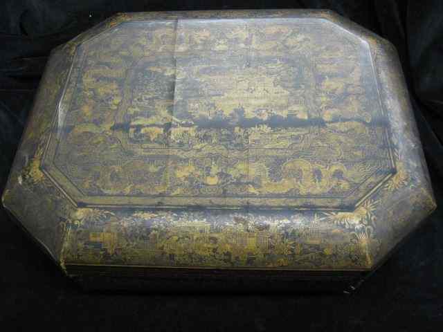 Appraisal: Chinese Lacquerware Game Box th century '' x '' elaborate