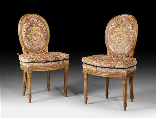 Appraisal: PAIR OF CHAIRS EN CABRIOLET Louis XVI France circa Fluted