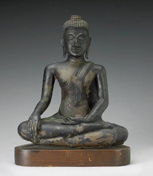 Appraisal: A Thai bronze figure of the Buddha Bangkok Period th