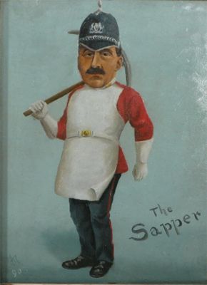 Appraisal: The Sapper - Major J Sington' oil on board dated