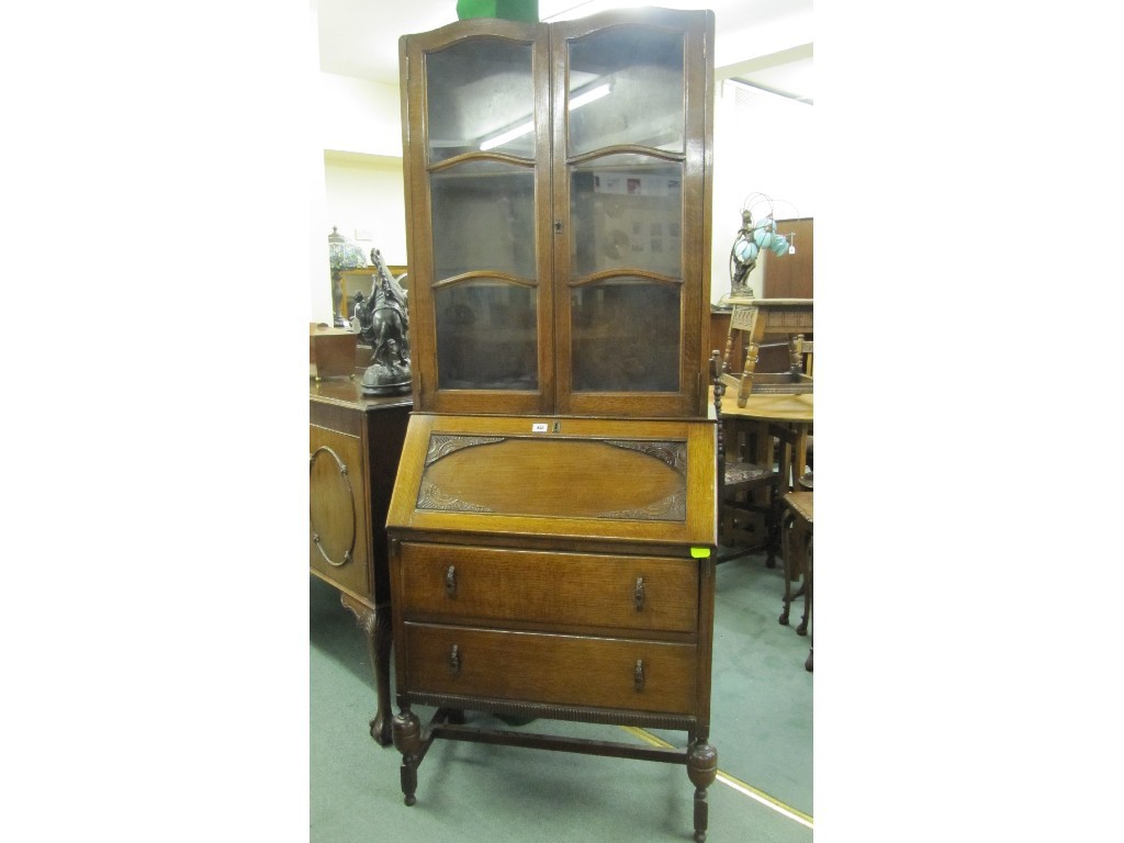 Appraisal: Oak bureau bookcase