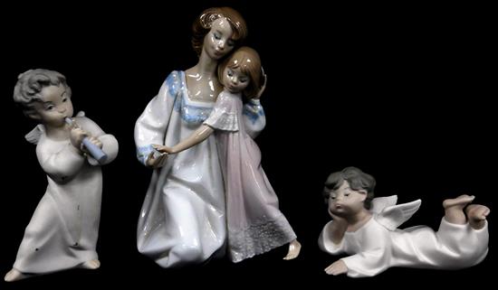 Appraisal: Lladro three figurines including one group Good Night figure group