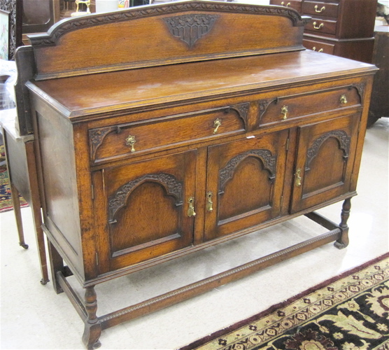 Appraisal: CARVED OAK SIDEBOARD Charles I Revival style English early th