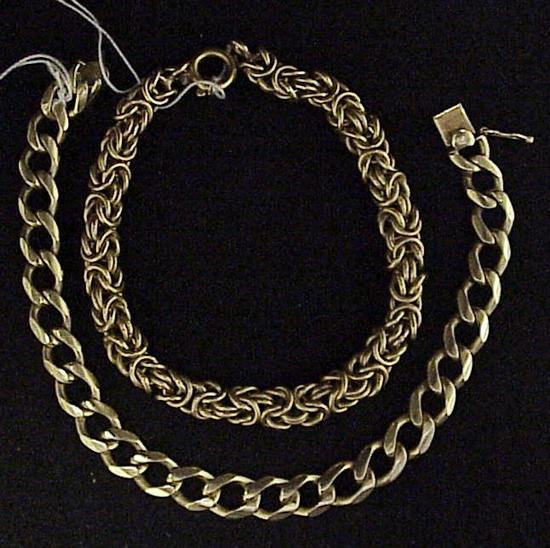 Appraisal: JEWELRY K yellow gold byzantine link bracelet inches long mm