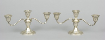 Appraisal: A Pair of Weighted Sterling Silver Candelabra A pair of